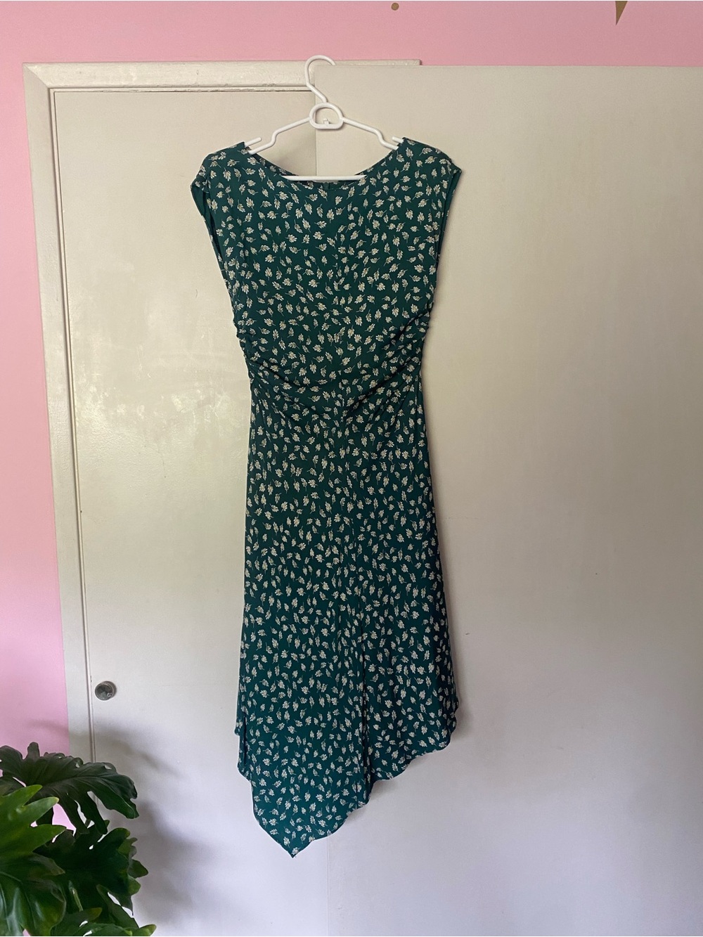 Jigsaw Green Floral Asymmetric Hem Women's Dress